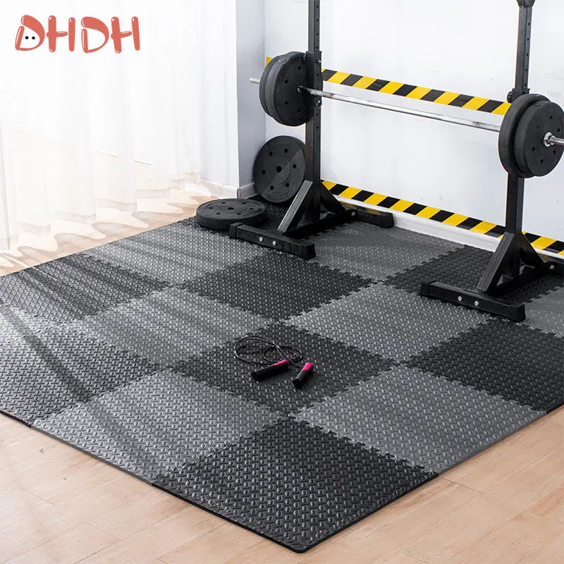 Gym Floor Mat for Home Workout Anti-Slip Rubber Exercise Mat with Interlocking Design, Durable Fitness Rug Weightlifting & Yoga
