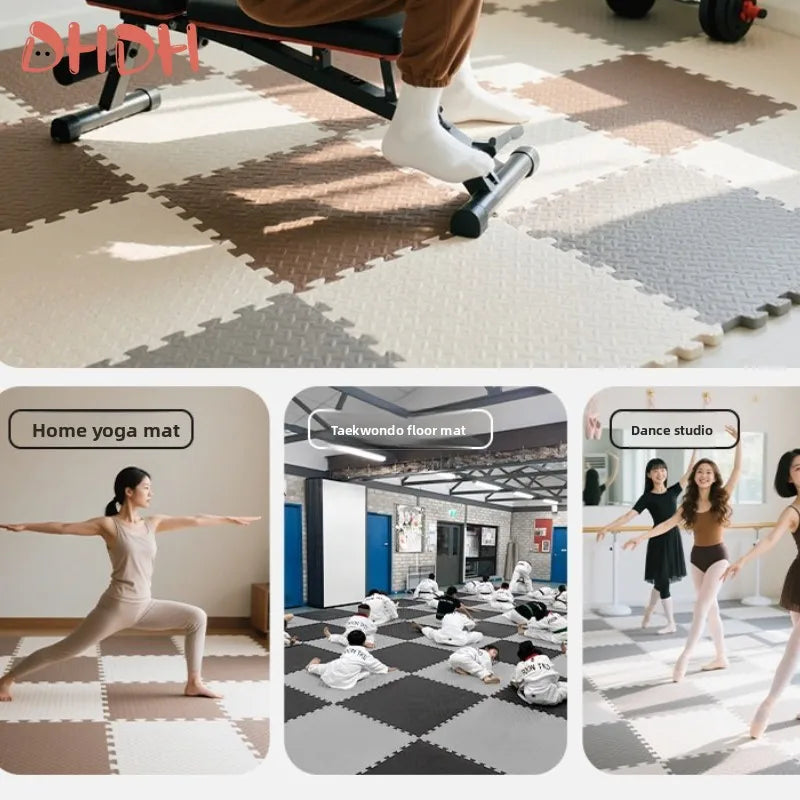 Gym Floor Mat for Home Workout Anti-Slip Rubber Exercise Mat with Interlocking Design, Durable Fitness Rug Weightlifting & Yoga