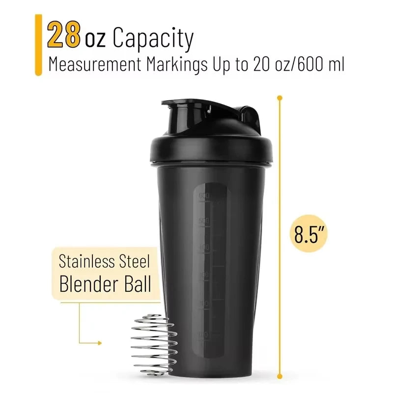 600ml Shaker Bottle 20oz Protein Shaker Plastic Bottle Portable Fitness